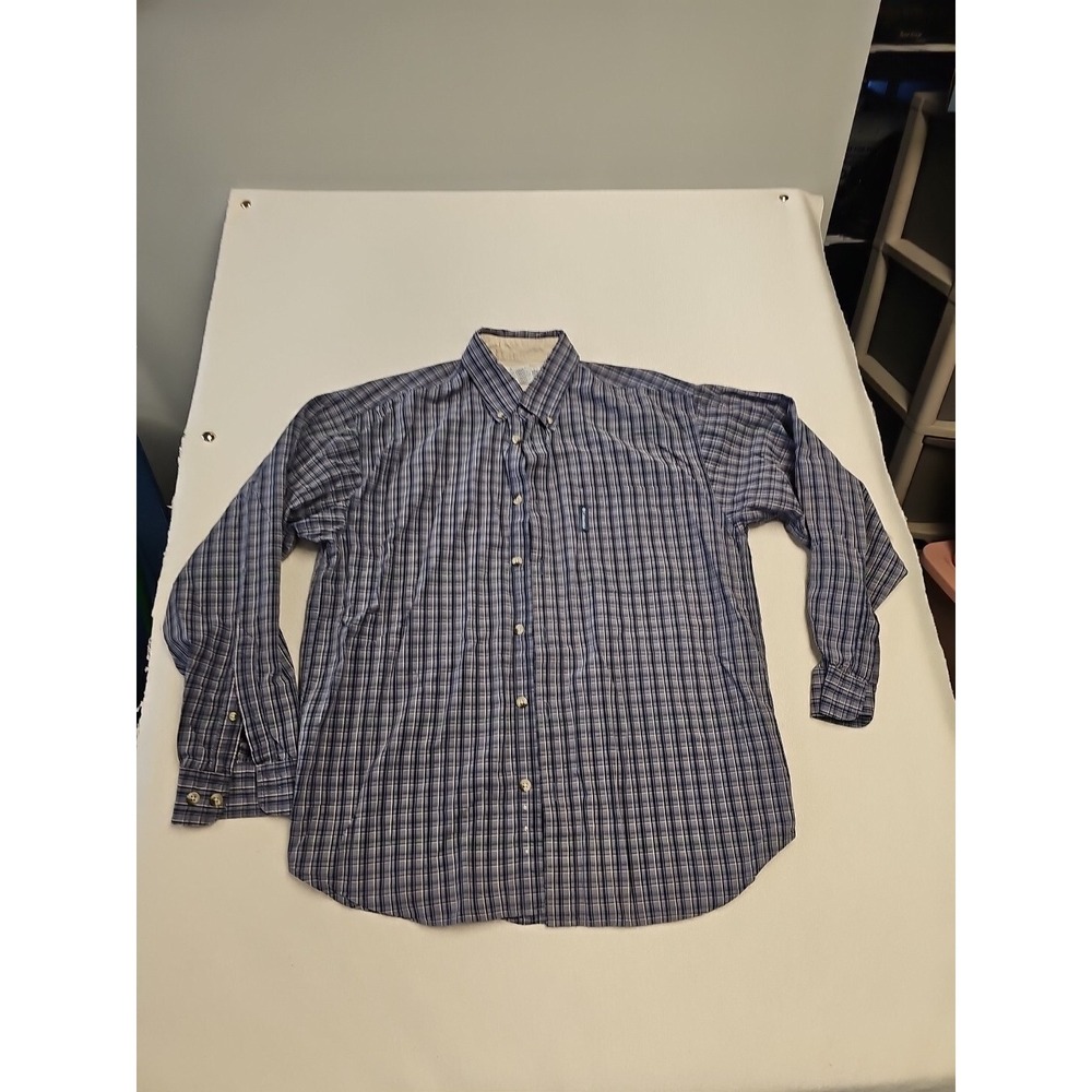 Columbia Shirt Mens L Blue Check Gingham Button Up L/S Pocket Outdoor